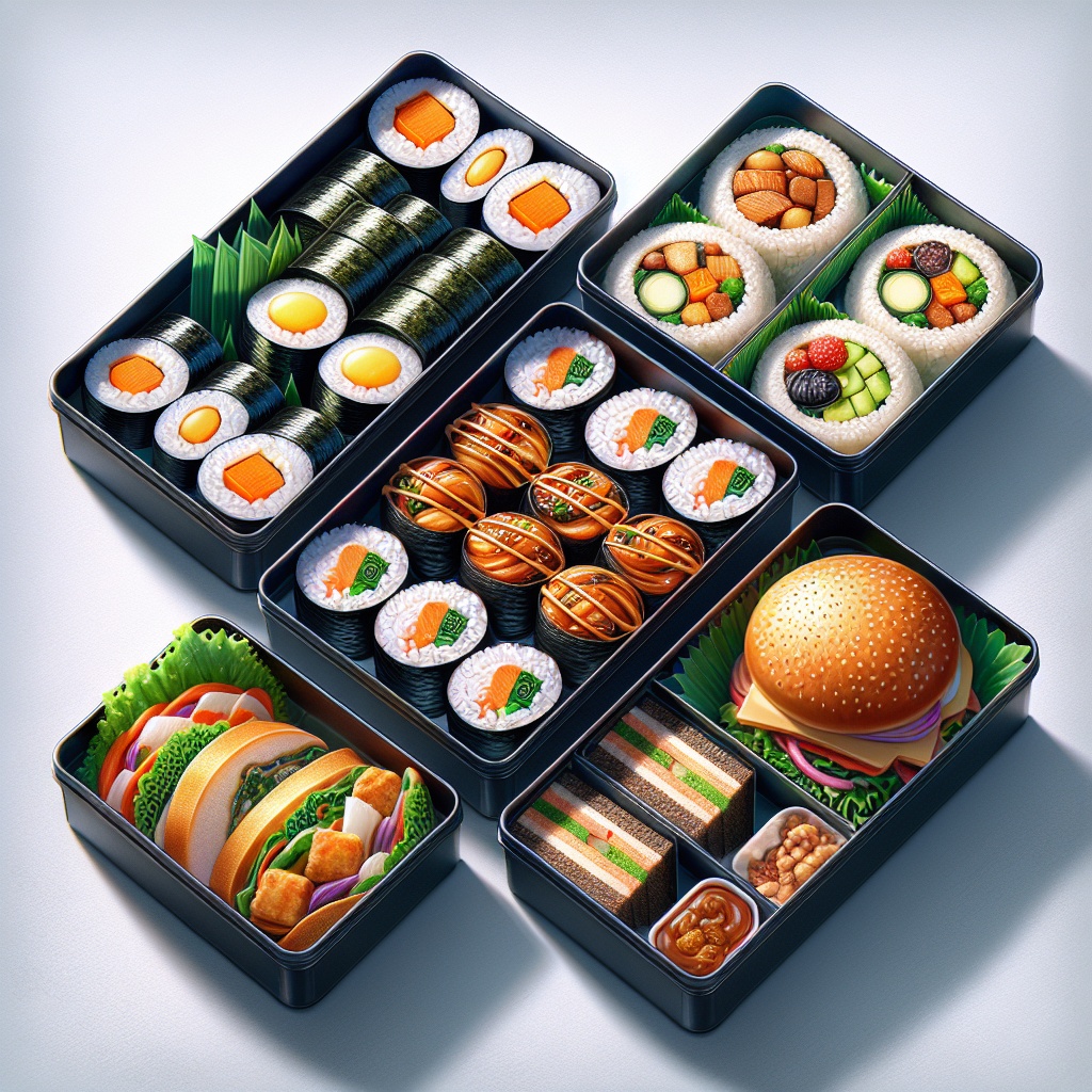 김밥, 주먹밥, 샌드위치 등 도시락 메뉴 모음